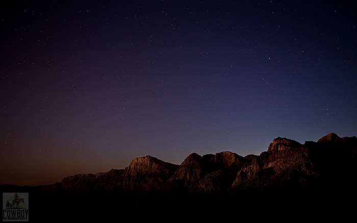 A picture of the starry night after sunset in Red Rock Canyon from Cowboy Trail Rides after horseback riding in Las Vegas